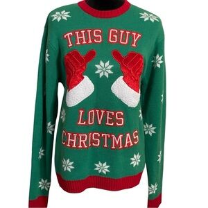 MENS FESTIVE CHRISTMAS CREWNECK SWEATER SZ MED